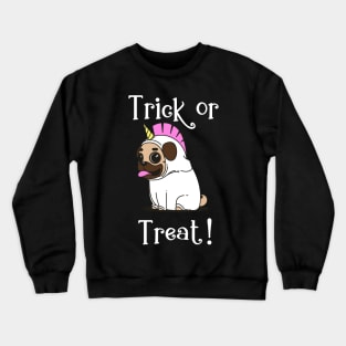 Trick or Treat Cute Pug in a Unicorn Costume Crewneck Sweatshirt